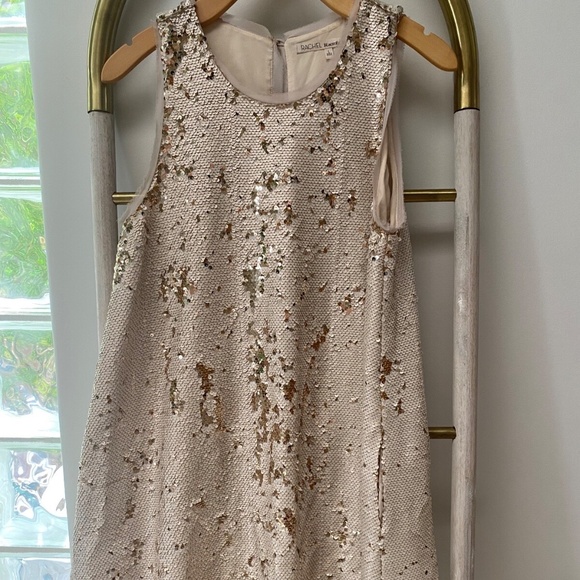 Rachel Roy Women’s Party Sequins Sleeveless Pockets Gold Beige Dress Size L - Picture 2 of 15